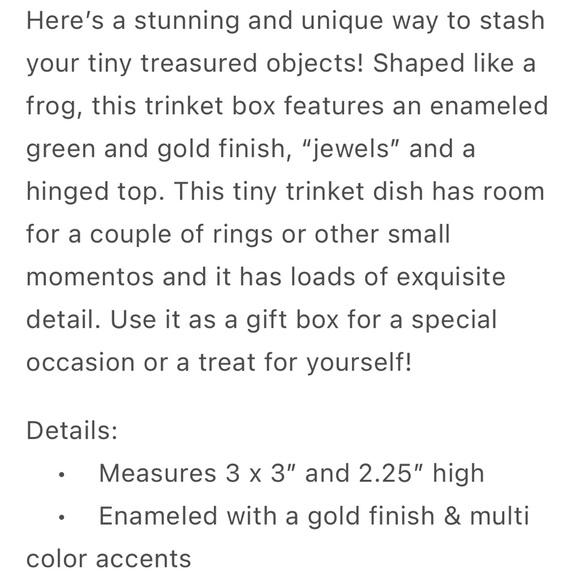 Gold with Crystals Frog Enamel Tricket Box NWT - Picture 7 of 7